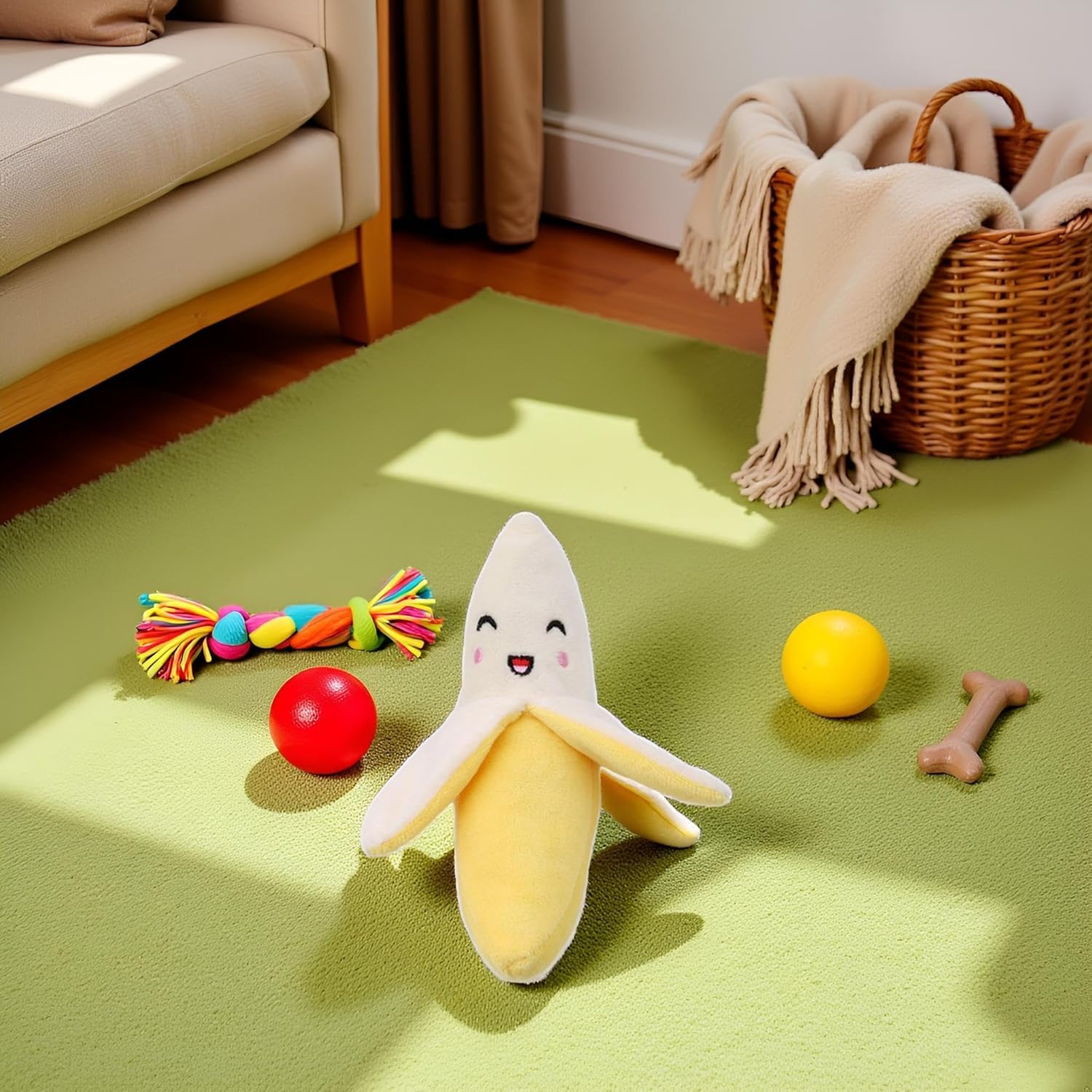 Hehglng Yellow Banana Squeeze Squeaker Puppy Dog Toys, Plush Dog Chew Toys Dog Squeak Puppy,Dog Toys to Keep Them Busy - Image 3