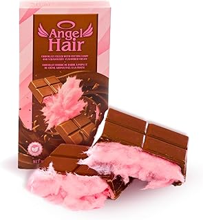 Angel Hair Dubai Style Milk Chocolate Bar by Bubblegum Kids | Valentine's Day Candy & Gift | Premium Milk Chocolate Filled with Cotton Candy & Strawberry Cream | Natural Colors & No Dyes | 1 Pack