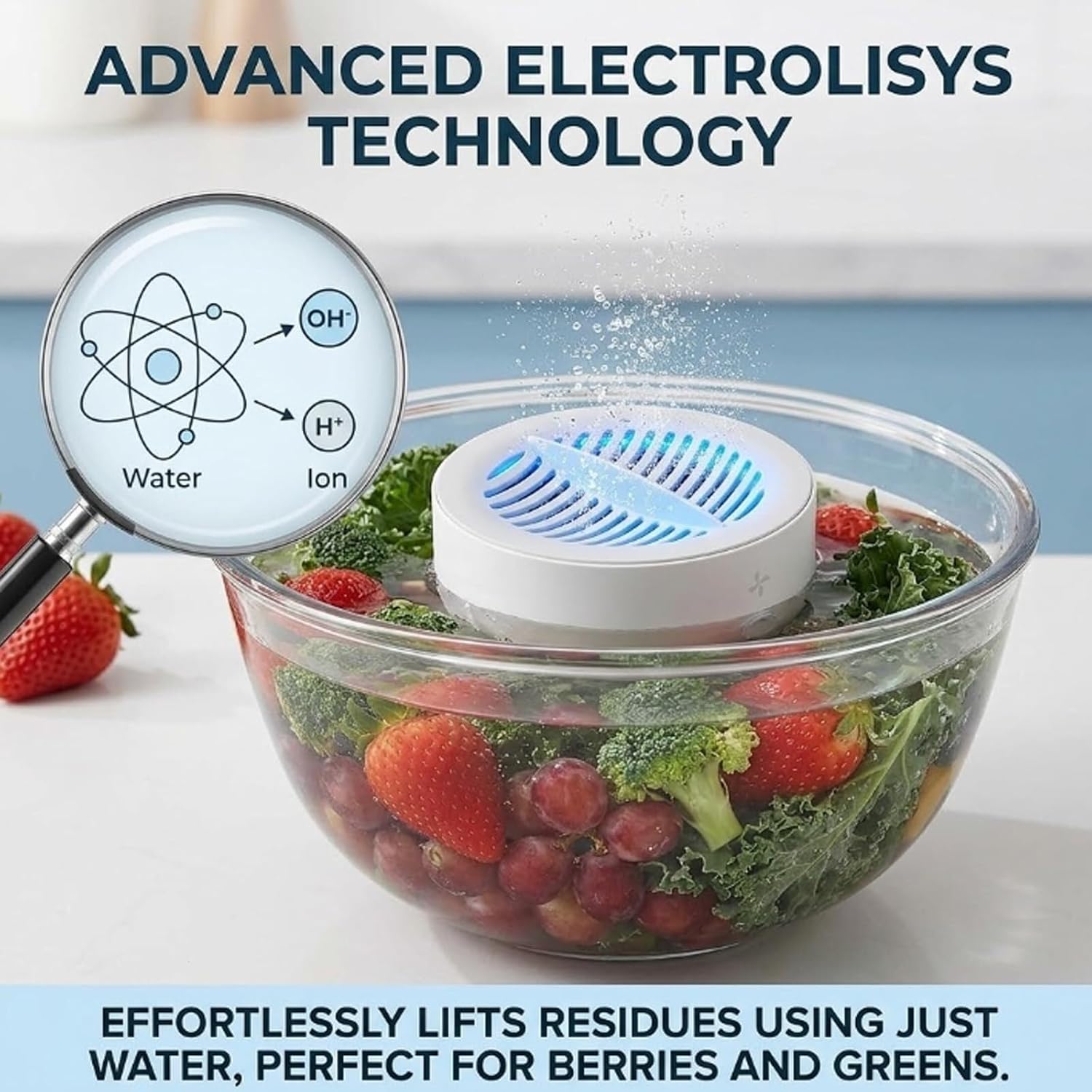 Puribreeze Produce Cleaner, Portable Fruit and Vegetable Washing Machine, Ipx7 Waterproof Best Ultrasonic Vegetable Cleaner for Home Kitchens, Rv Travel