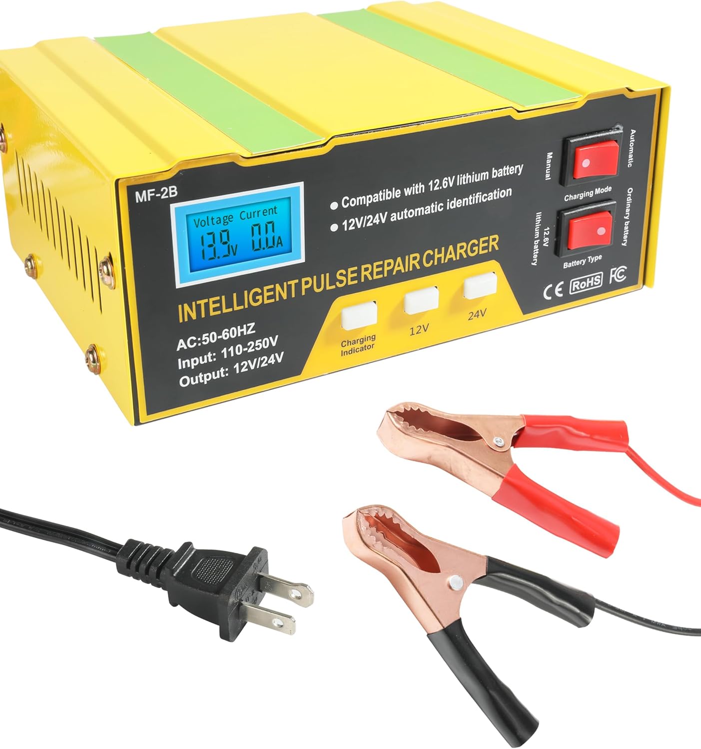 Car Battery Charger,12V Battery Charger,Automobile 12 Volt,Car Accessories Battery Charger 12V Automotive,Automatic Smart Battery Charger Maintainer with Pulse Repair for Motorbike,Car,Boat