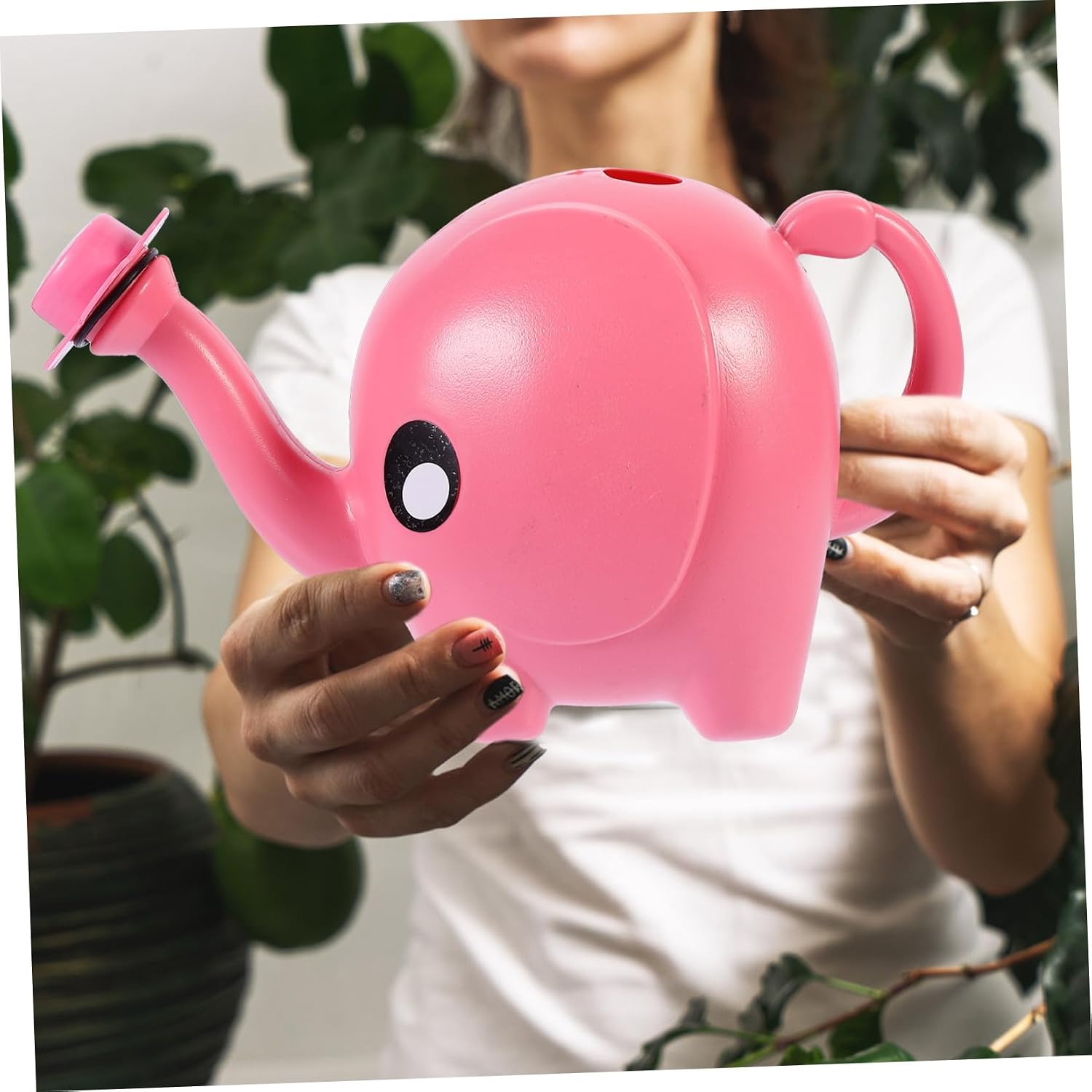 DOITOOL Elephant Watering Can Novelty Indoor Watering Can Watering for House Plants Toy with Shower Rosy