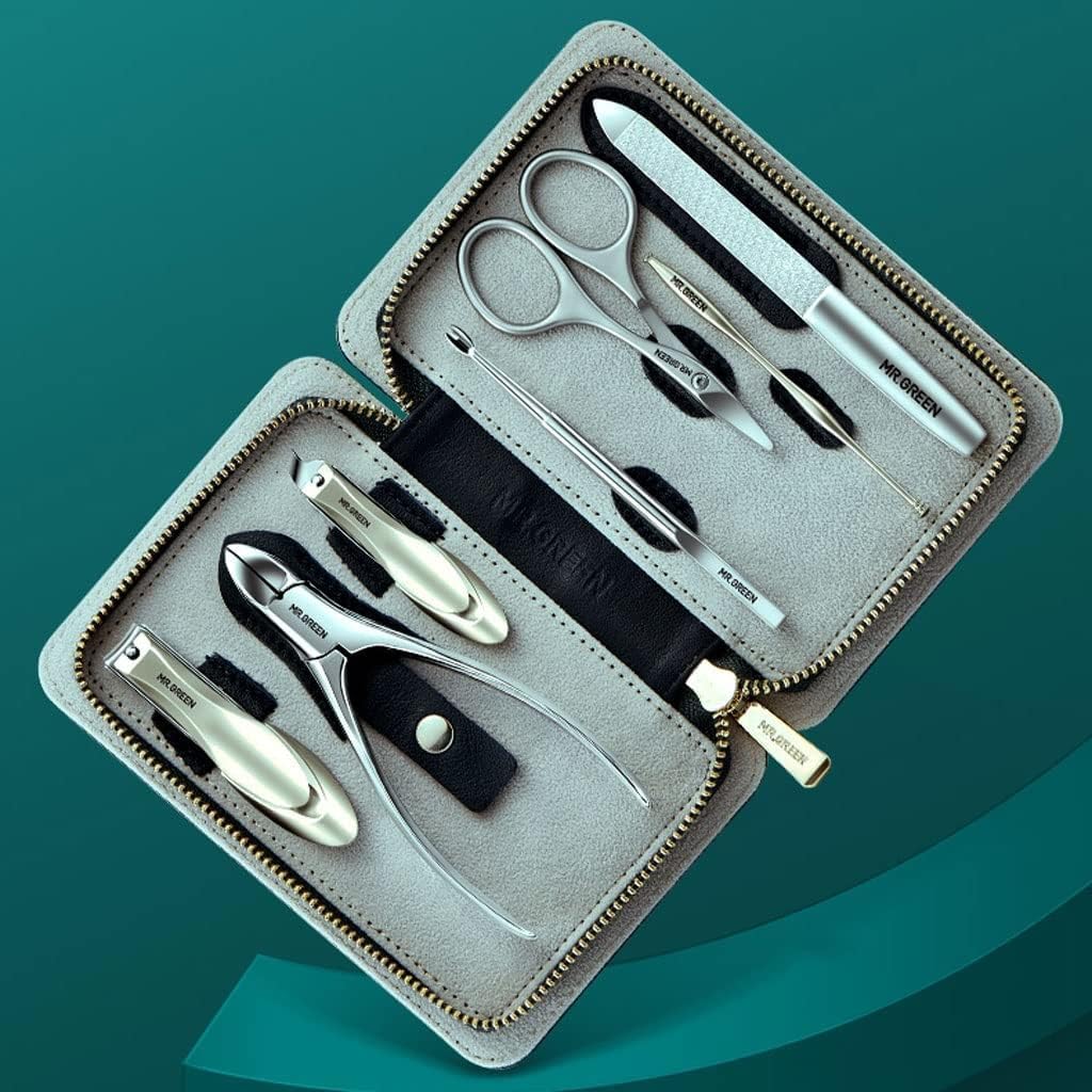 Roestvrijstalen nagelklemset draagbare reis schoonheidsset gezicht cuticle en nagelverzorging 7-delige set manicure pedicure kit