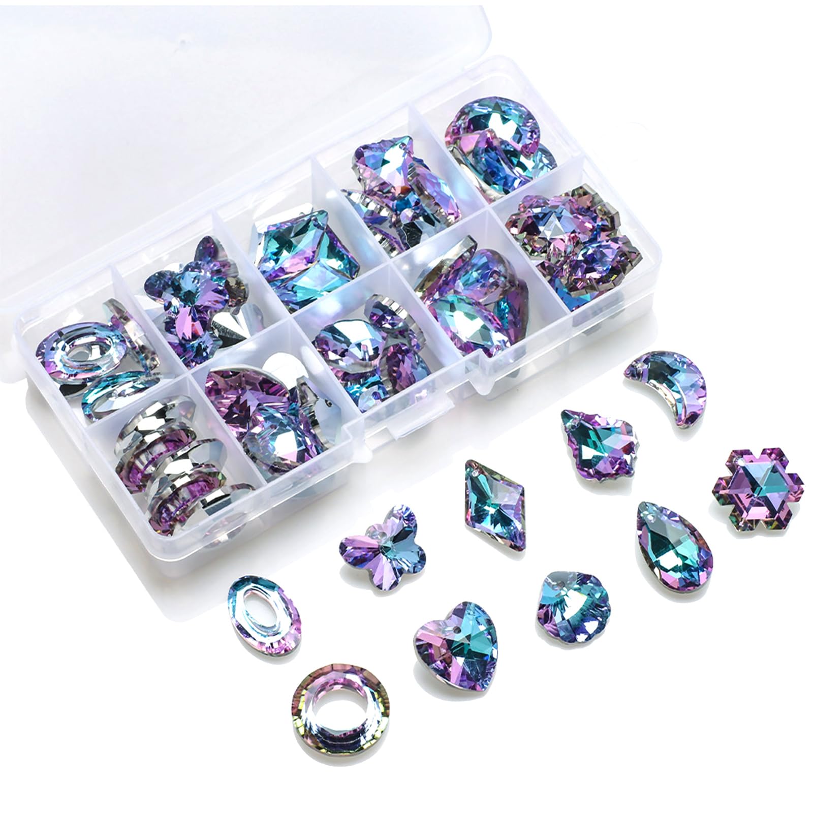 50 Pcs Crystal Suncatcher Beads Kit Colorful Prism Crystal Chandelier Parts Purple Replacement Large Glass Beads Suncatchers for Window Hanging Garden DIY Lamp Pendant Supplies Decoration Ornament