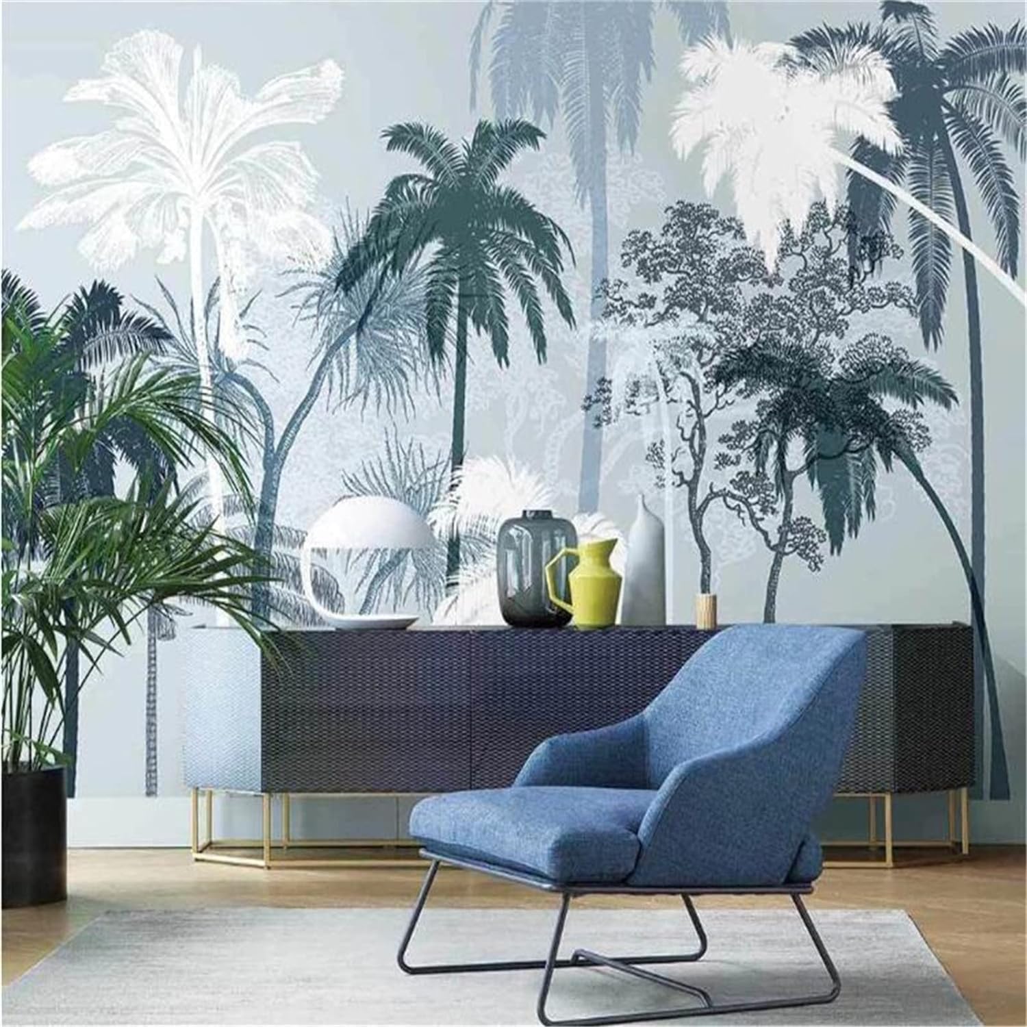 Papier peint mural 3D paysage arbres poster amovible salon moderne