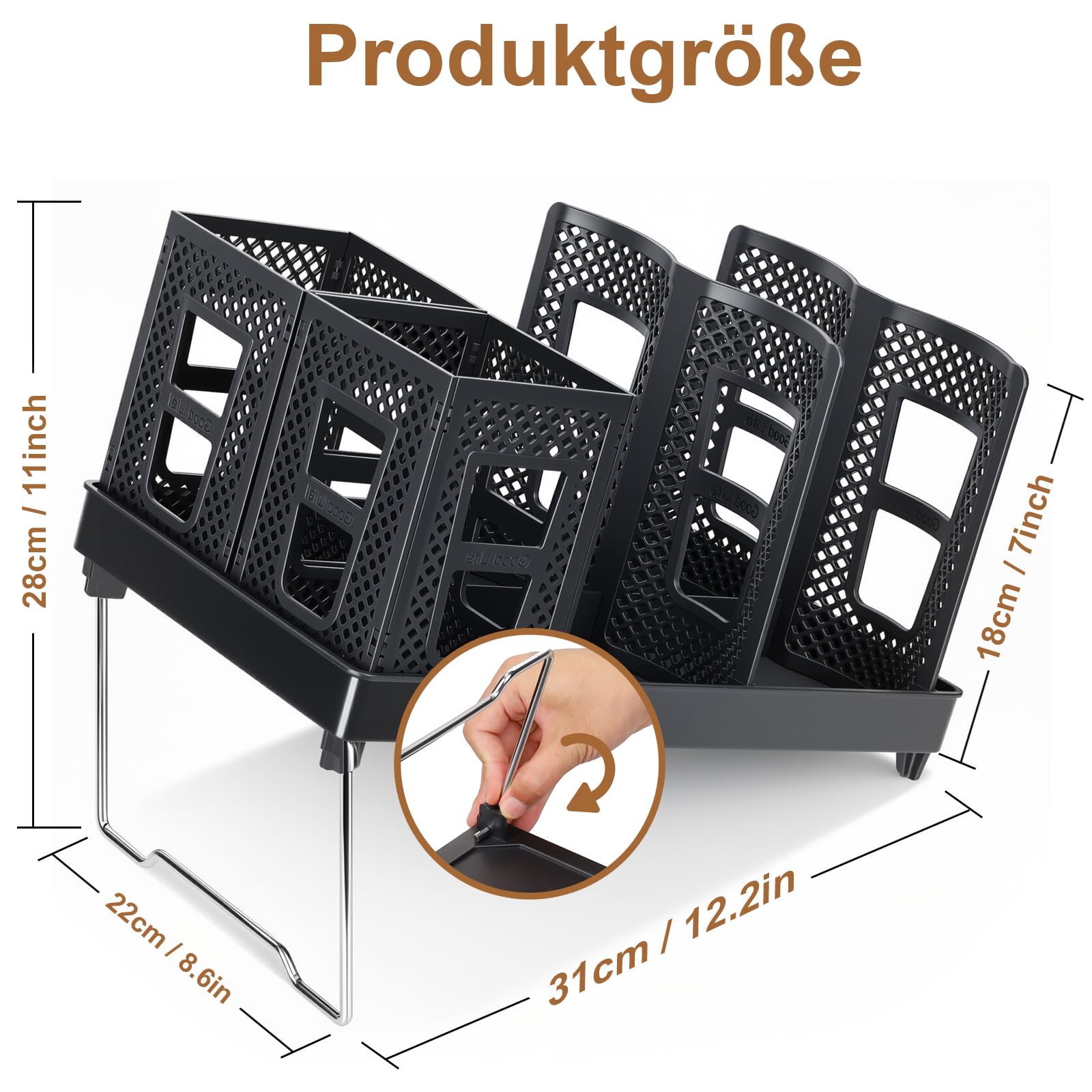 Tassen- und Deckelhalter, Kaffeebecherhalter mit Strohhalm-Aufbewahrungsbox, 6 Fächer Einweg Tassenspender, Einweg Kaffeetassen Organizer für Kaffeestation, Bar, Zuhause, Büro