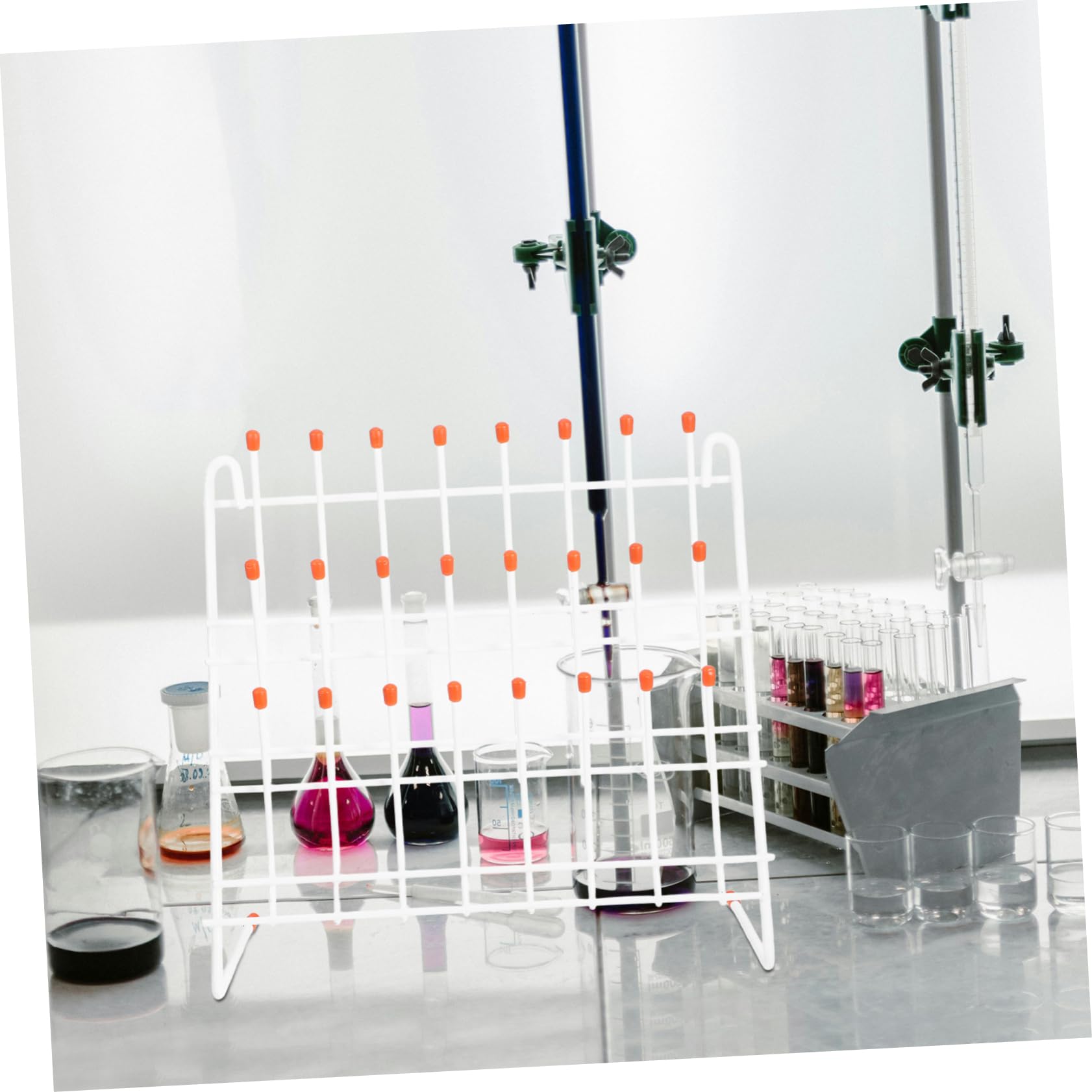 Ipetboom Rack Facile da Trasportare Bianco in Ferro Leggero di Essiccazione per Provette e Stoccaggio per Uso Scolastico di Becher e Provette da Laboratorio