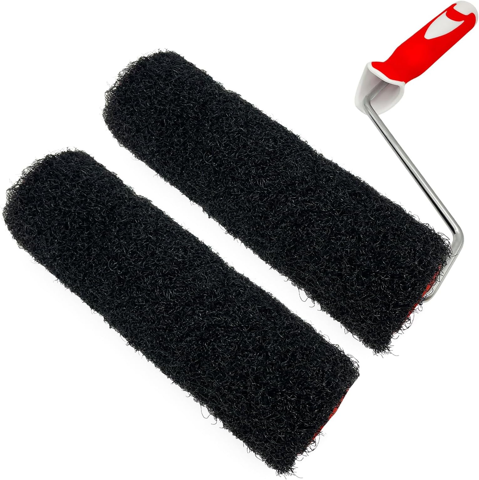 2 Pcs 9 Inch Drywall Compound Roller Cover with 1 Pcs Paint Roller Frame, Drywall Texture Roller Brush for Covering Wall and Ceiling Surfaces