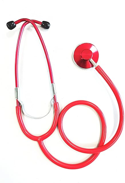 Pro Single Head Stethoscope Ideal for EMT Doctor Nurse Vet Medical Student Health Blood Stethoscope (Red)