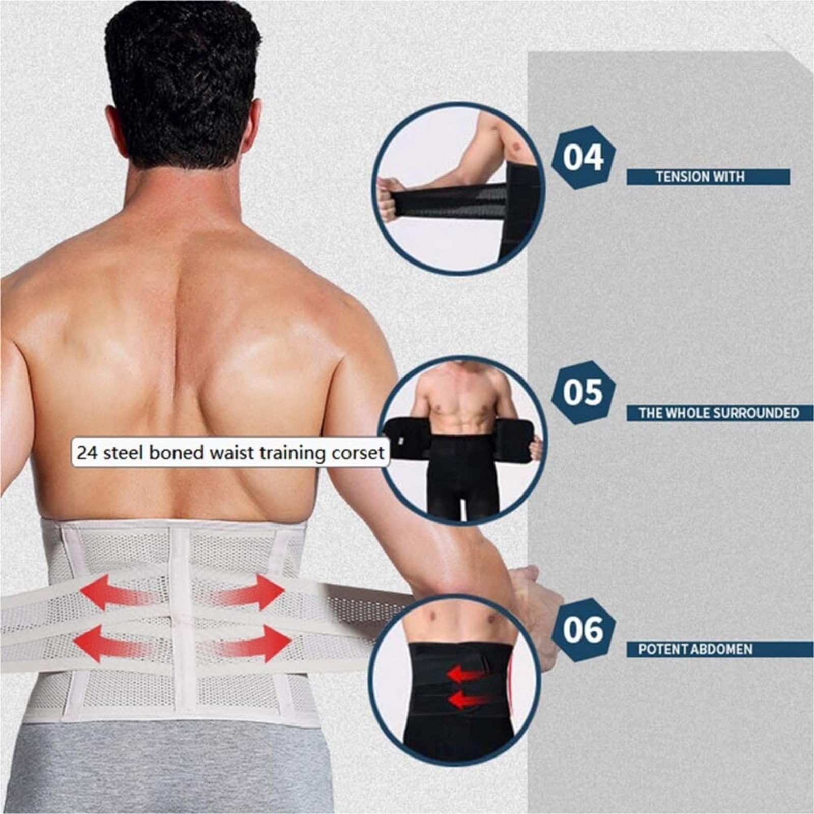 Faja Lumbar Faja Moldeadora De Cintura, Faja De Control De Abdomen, Corsé Debajo del Busto, Moldeador Corporal Adelgazante Cinturón Apoyo Lumbar(Beige,M)