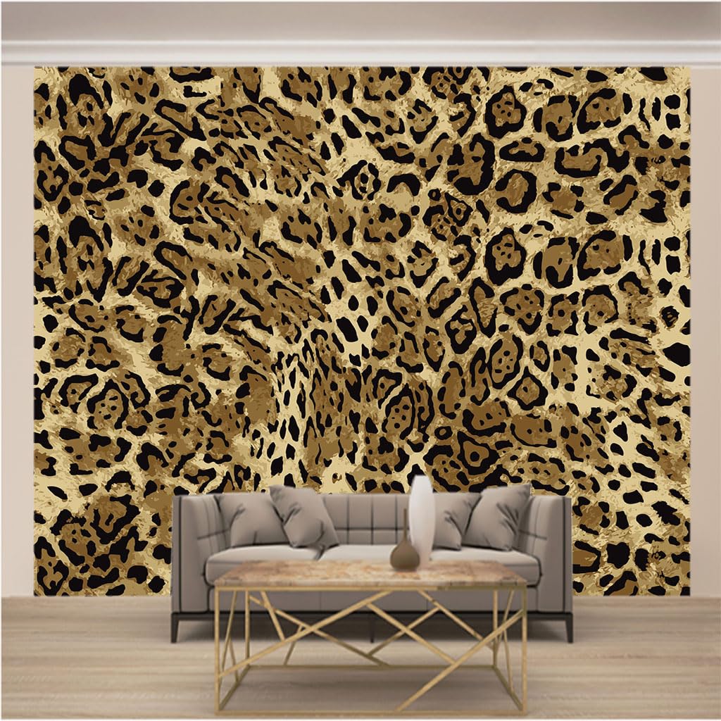 Papier Peint Panoramique Effet Fourrure Léopard Intissé 3D