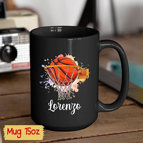 Miniatura 6 de Taza de café personalizada para fanáticos del baloncesto, taza de pelota de baloncesto para jugadores de baloncesto, taza de cerámica para amantes