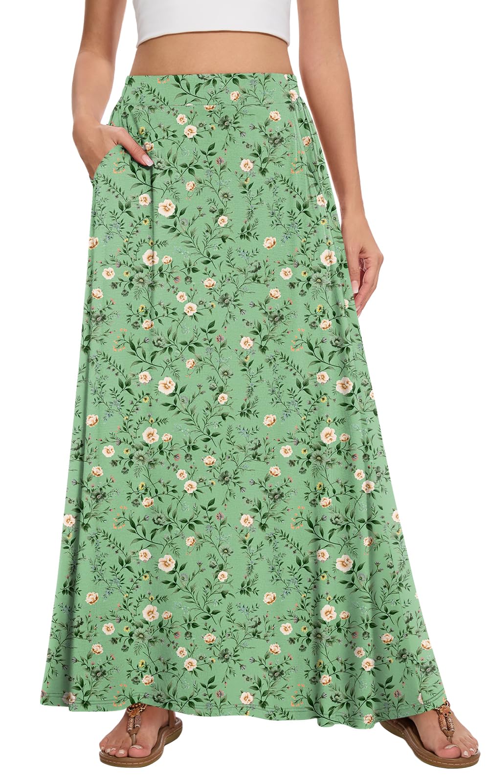Womens Maxi Skirt Long Flowy Summer A-Line High Waist Skirts
