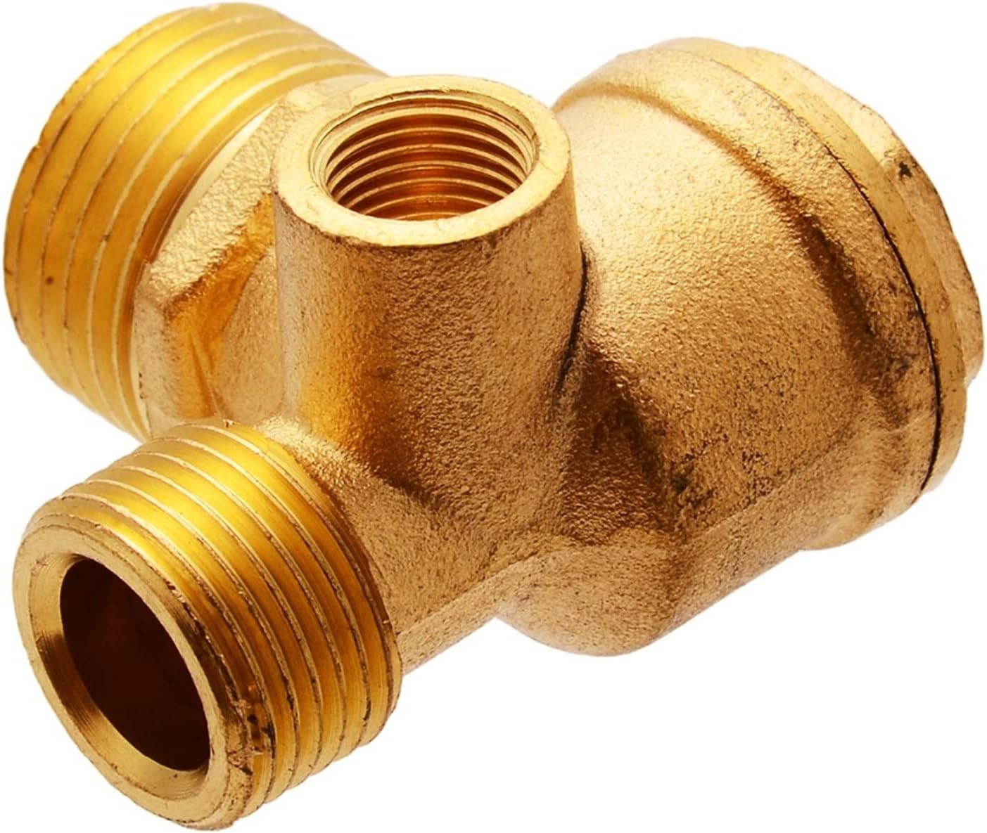 Valve 3 Port Brass Air Compressor Check Central Pneumatic Valves Thread 90 Degree DIY Home Tools
