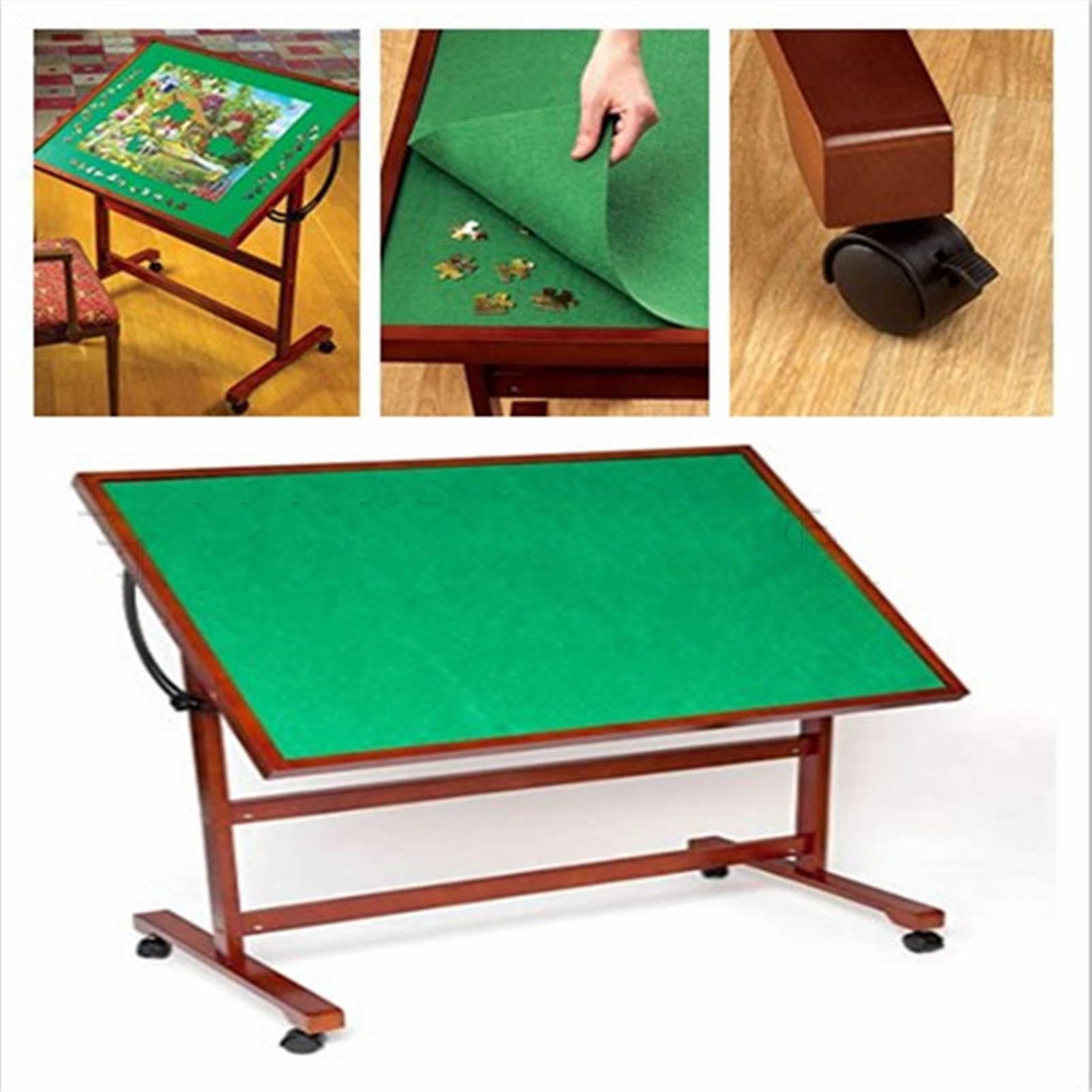Tabla de rompecabezas inclinable convenientemente móvil, mesa de rompecabezas de madera premium con ruedas, perfecta para adultos y adolescentes, superficie antideslizante, transporte sin esfuerzo,