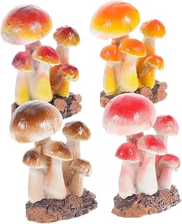 KOMBIUDA 4pcs Micro Landscape Mushroom Red Car Accessories Ornaments for Crafts Red Ornament Mini Mushroom Ornament Miniature Figurines Mushroom Decor Garden Mushroom Statue Miniature Decor