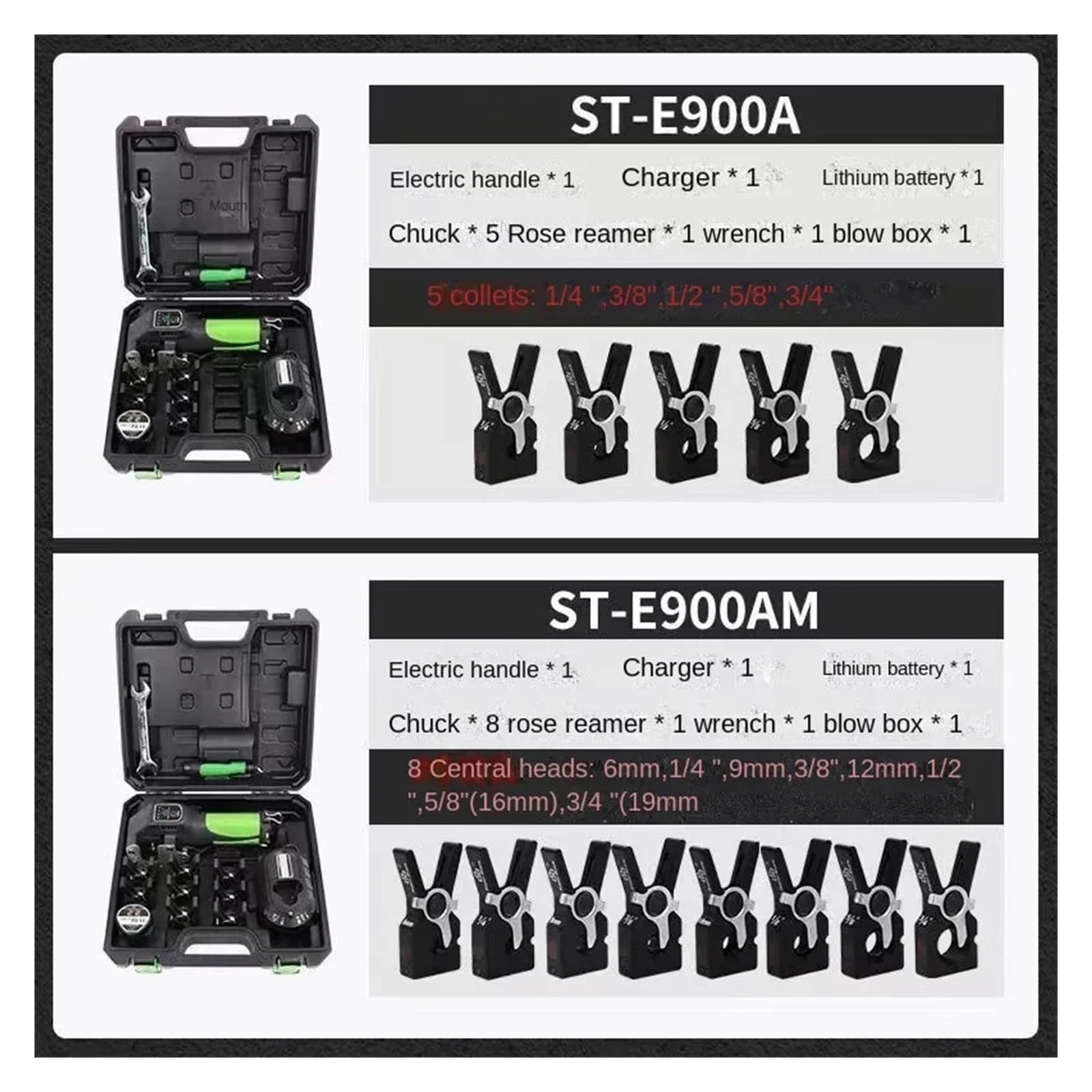 Herramienta de expansión eléctrica Juego de herramientas de expansión automáticas for tubos de cobre y baterías de litio ST-E900A, juego de herramientas de abocardado for escariador de aire acondicion