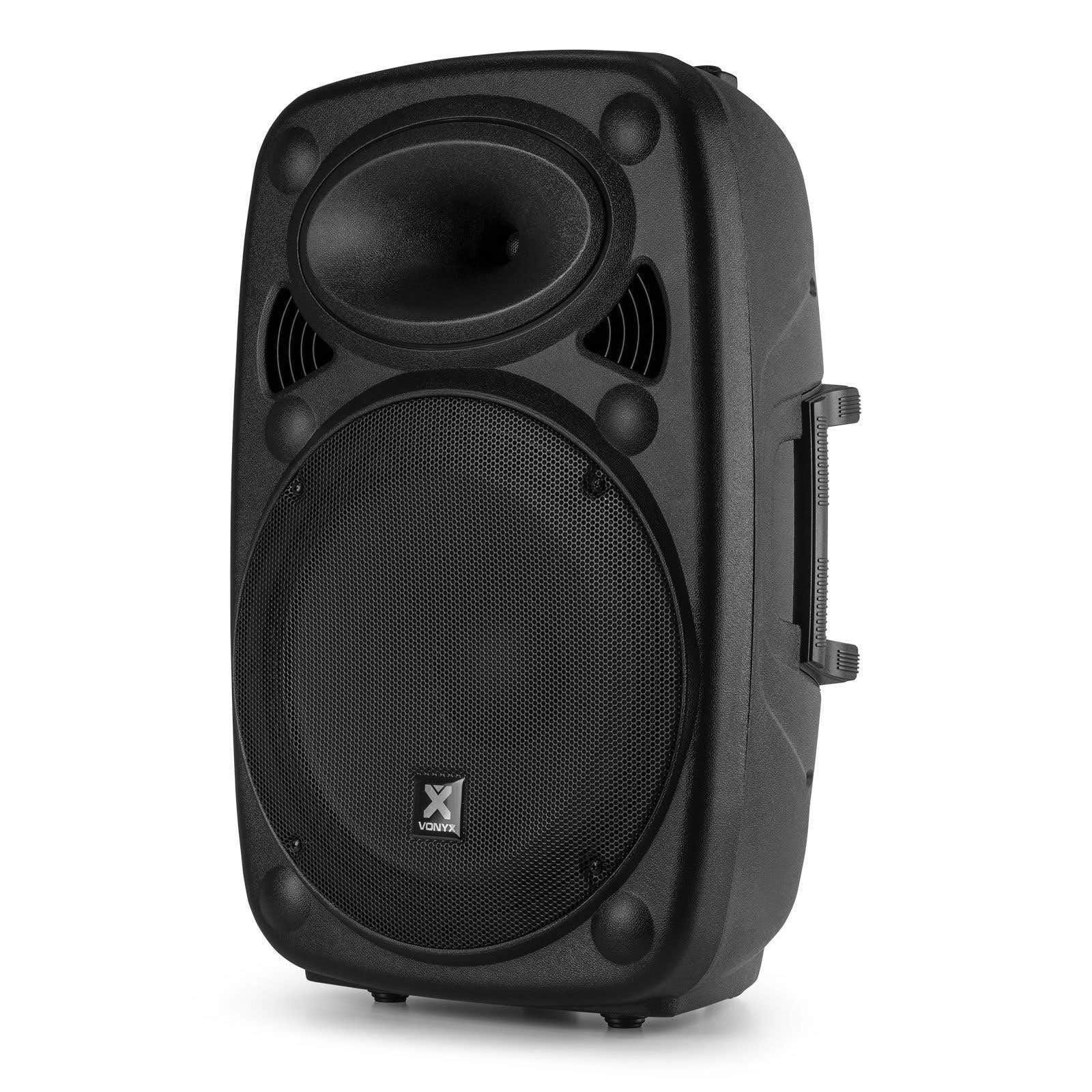 Vonyx Verve46, Akku Partybox Bluetooth Lautsprecher Groß, 1000W, 2 UHF Mikrofonen, MP3, Mobile PA Anlage Komplettset, Party Lautsprecher mit Fernbedienung - Schwarz
