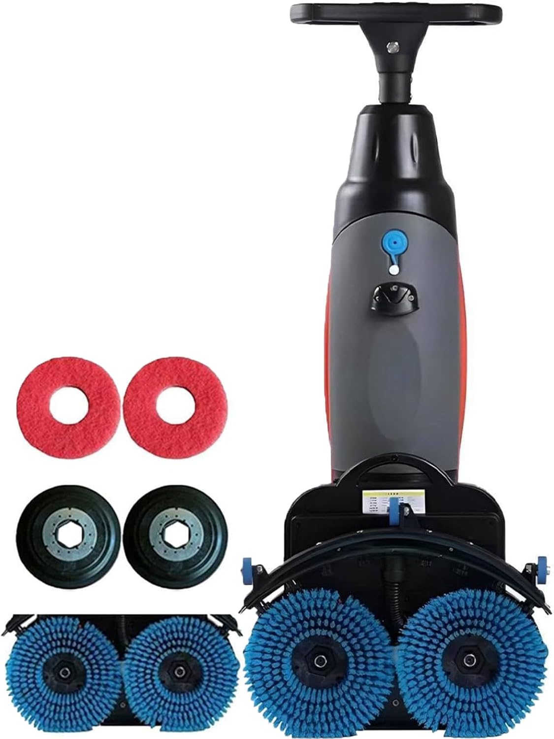 Electric Floor Cleaner, Walk-Behind Commercial Floor Scrubbers Buffer Polisher Machine, 360°Rotation, 2 X 200w Brush Power and Dual 4l + 7l Tanks,13000 Sqft (Grey)