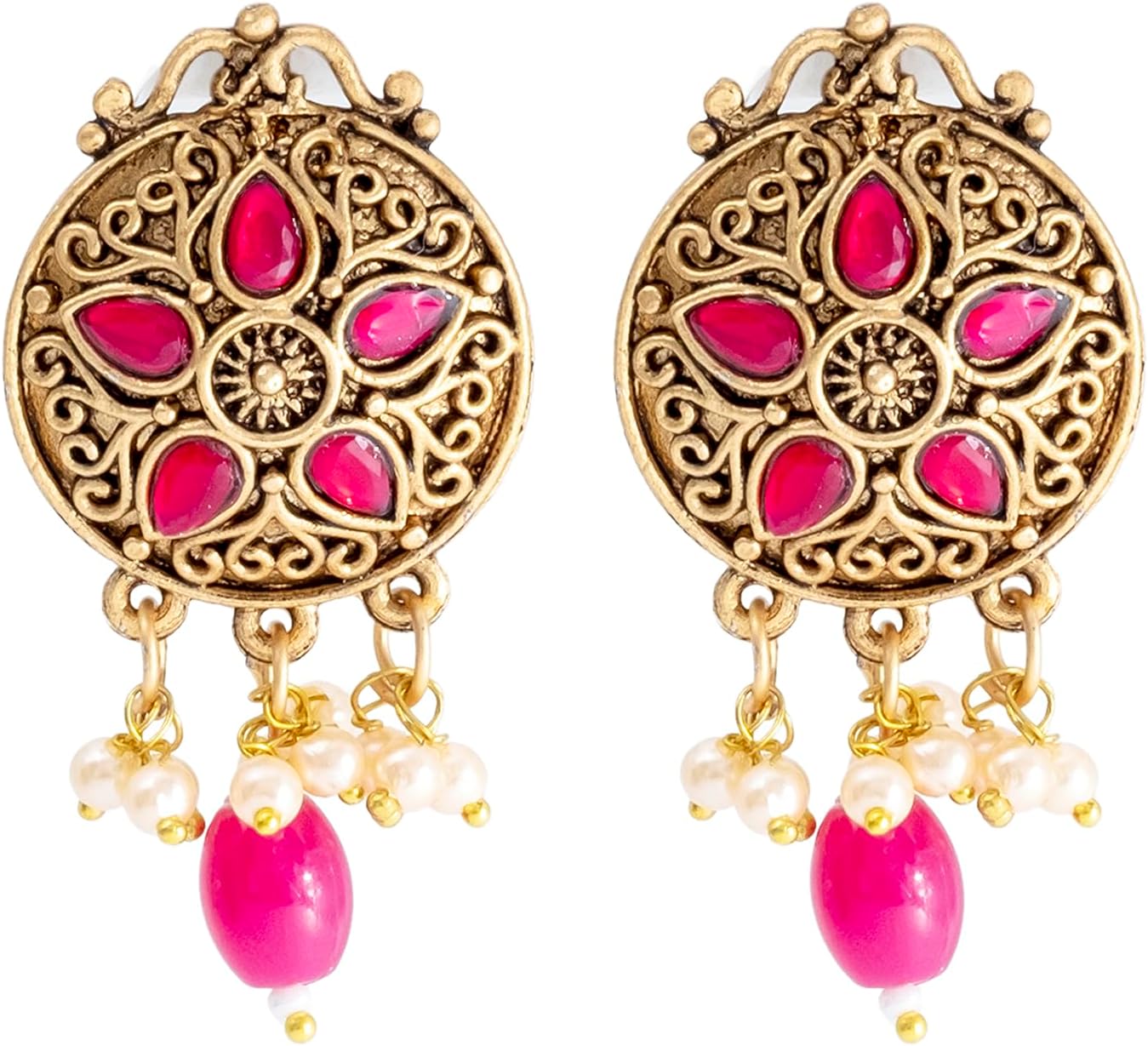 Bodha Traditional Indian Matte Gold Plated Kundan,CZ,Studded Choker Necklace with Matching Earring Jewelry Set For Women(SJN_253_P)