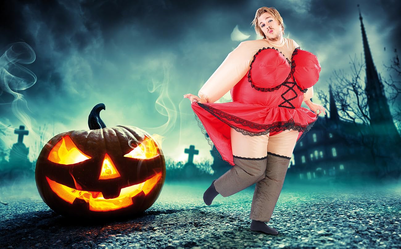 Aufblasbares Kostüm: Selbstaufblasendes Kostüm Mollige Revue-Tänzerin (Aufblasbares Erwachsene, Frau, Karneval)