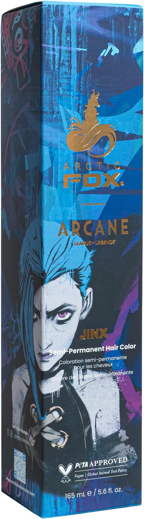 Arctic Fox x Arcane League of Legends Semi Permanent Hair Dye, Vegan & Cruelty Free, Vibrant Blue Color, Conditioning Formula, Ammonia Free, For All Hair Types, Jinx, 5.6 oz