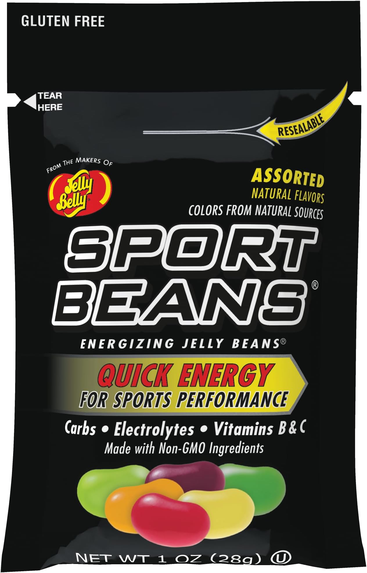 Jelly Belly Sport Beans - Energizing Jelly Beans - Assorted Flavors, 24 x 1 Ounce Bags
