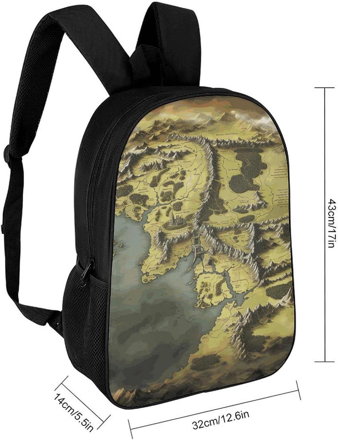 Middle Earth Map 17 Inch Backpack for Women, Waterproof Laptop Bagpack for Men, Expandable Anti-Theft Business Backpack, Large Travel Bag for College, Work, Trip image 2