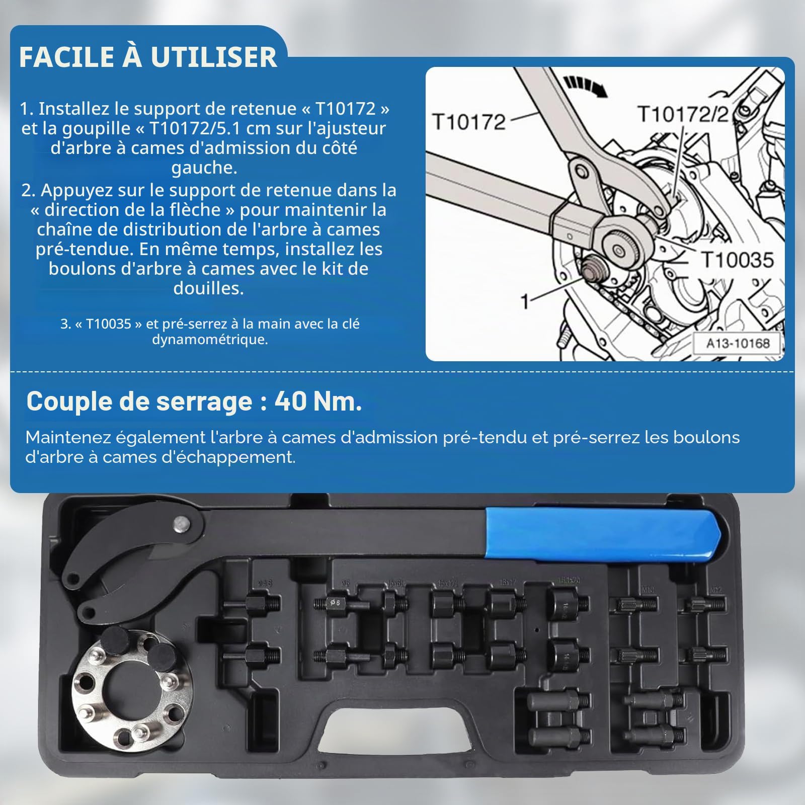 Outil de retenue pour Arbre à cames, Outils pour Arbres à Cames Moteur