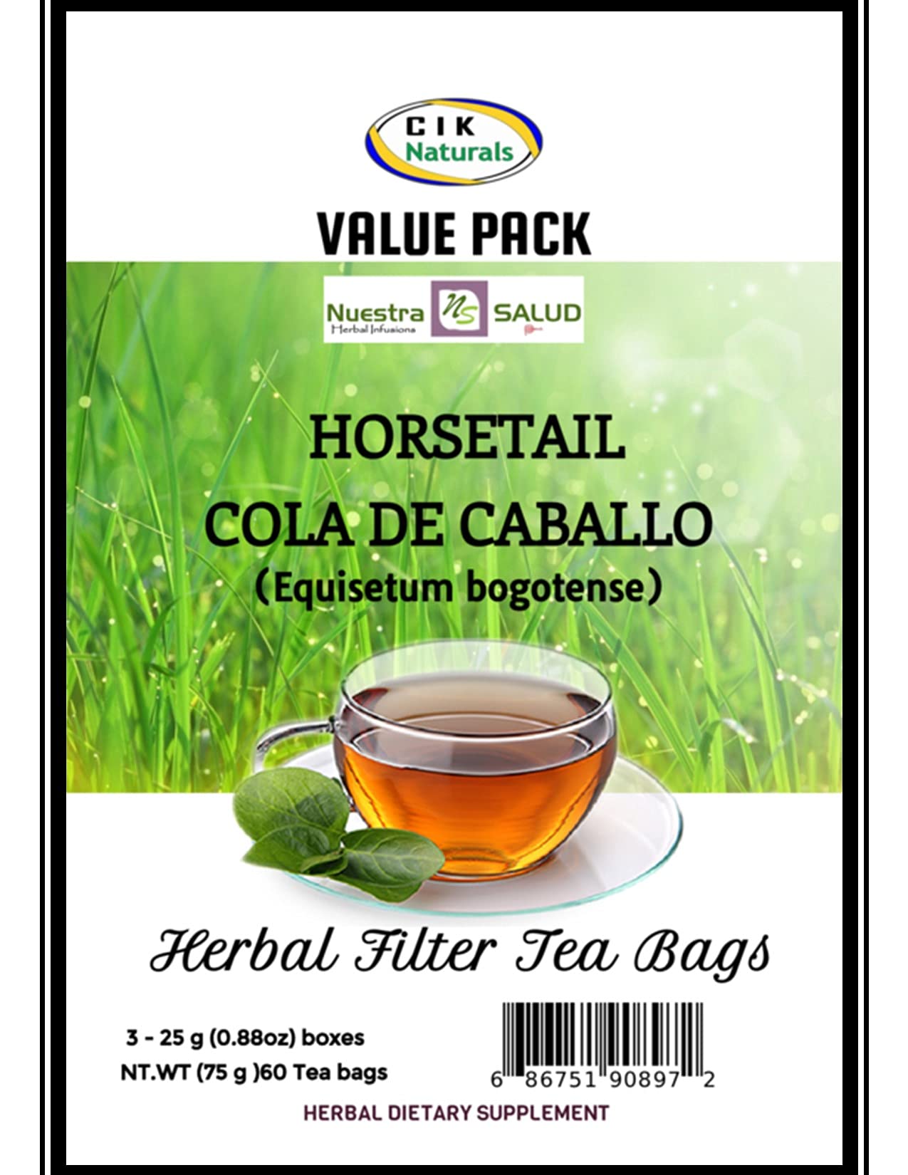 Horsetail Cola De Caballo Filter Tea Value Pack (60 tea bags)