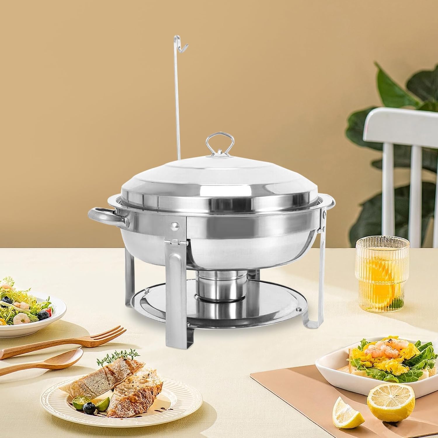 7.5L Acciaio Inossidabile Chafing Dish Buffet Set, in Acciaio Inox Vassoio di Riscaldamento, Chafing Dish Catering Buffet Warmer Set, per Feste, Buffer e scaldavivande con Coperchio Set