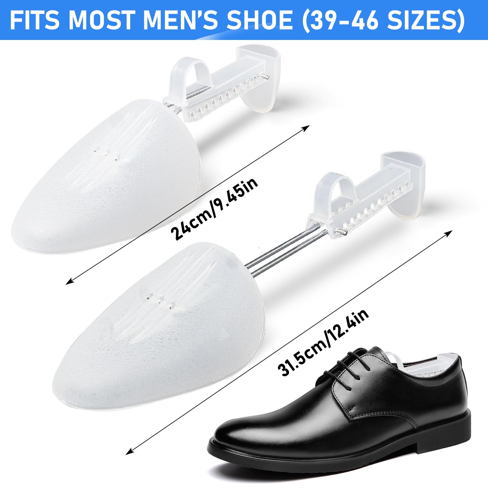 Juego de 20 pares de hormas para zapatos de plástico, ajustables, para hombre, transparentes, con muelle, soporte para zapatillas, mocasines y zapatos casuales