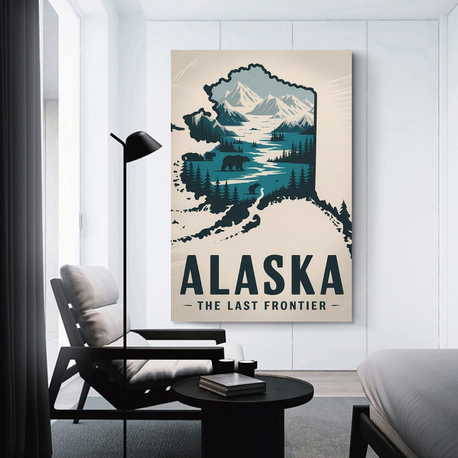 Junmoney Alaska The Last Frontier Travel Canvas Wall Picture, 20x30inch(50x75cm), for Entrance Spaces, Stair Walls Or Halls, A Stylish Accent for Home Entrances