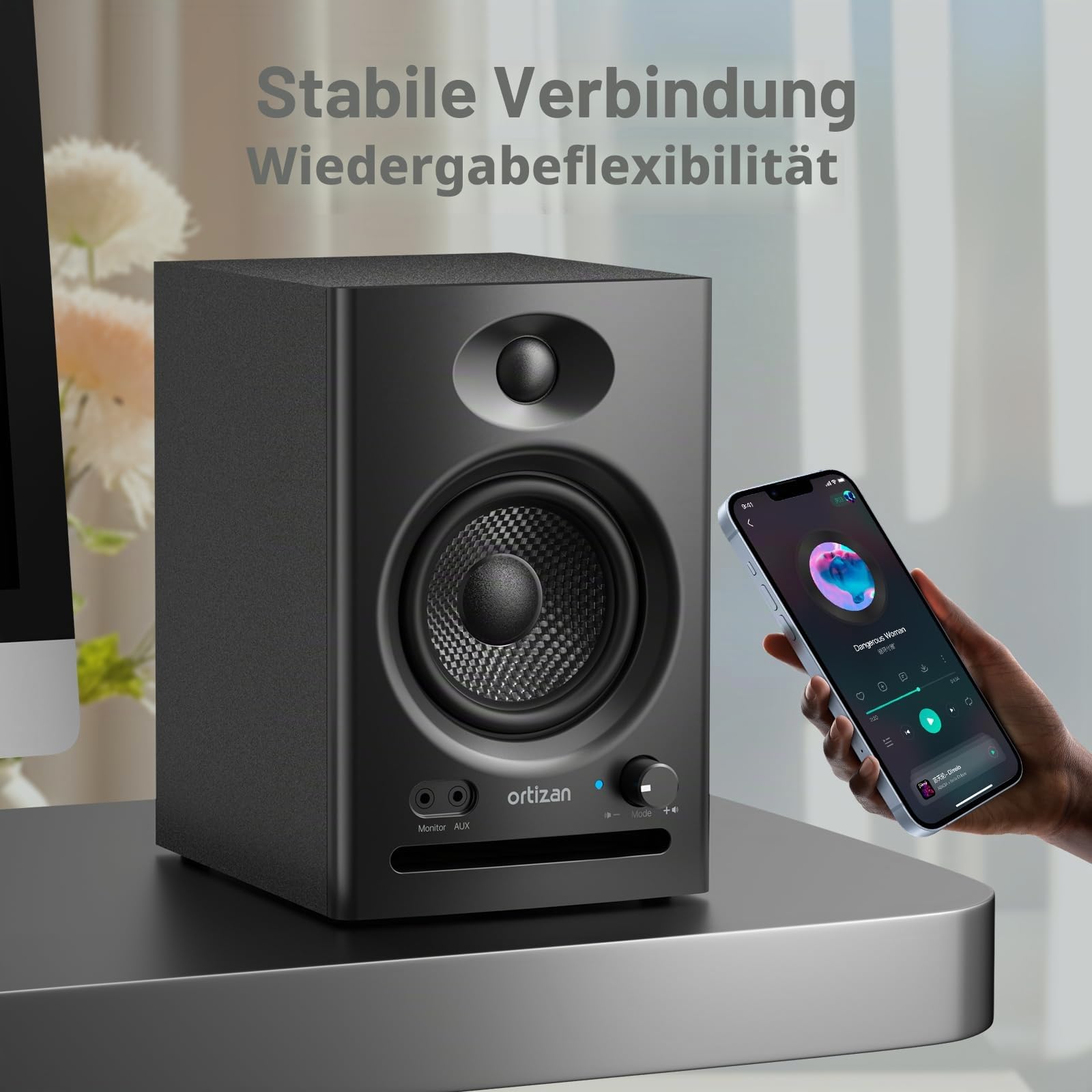 Ortizan C7 Studio Monitore Lautsprecher mit Bluetooth für Computer schwarz