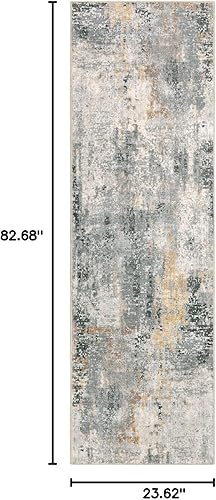 Miniatura 2 de Morebes Alfombra abstracta moderna de 2 x 7 pies, color gris, antideslizante, tapete de cocina, lavable, para interiores, para sala de estar, baño,