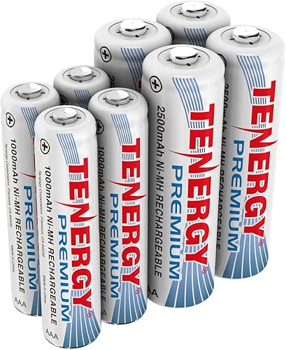 Tenergy Combo de batería recargable NiMH de alta capacidad, 4 pilas recargables AA y 4 pilas AAA, paquete de 8