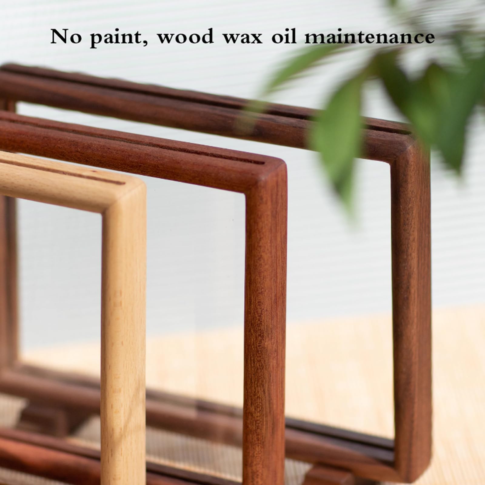 Ramka do zdjęć, A4 Drewniana Pływająca Rama Podwójna Szklana Wyświetlacz Fotograficzny Dwustronny(Black Walnut Horizontal Section,8 inches)