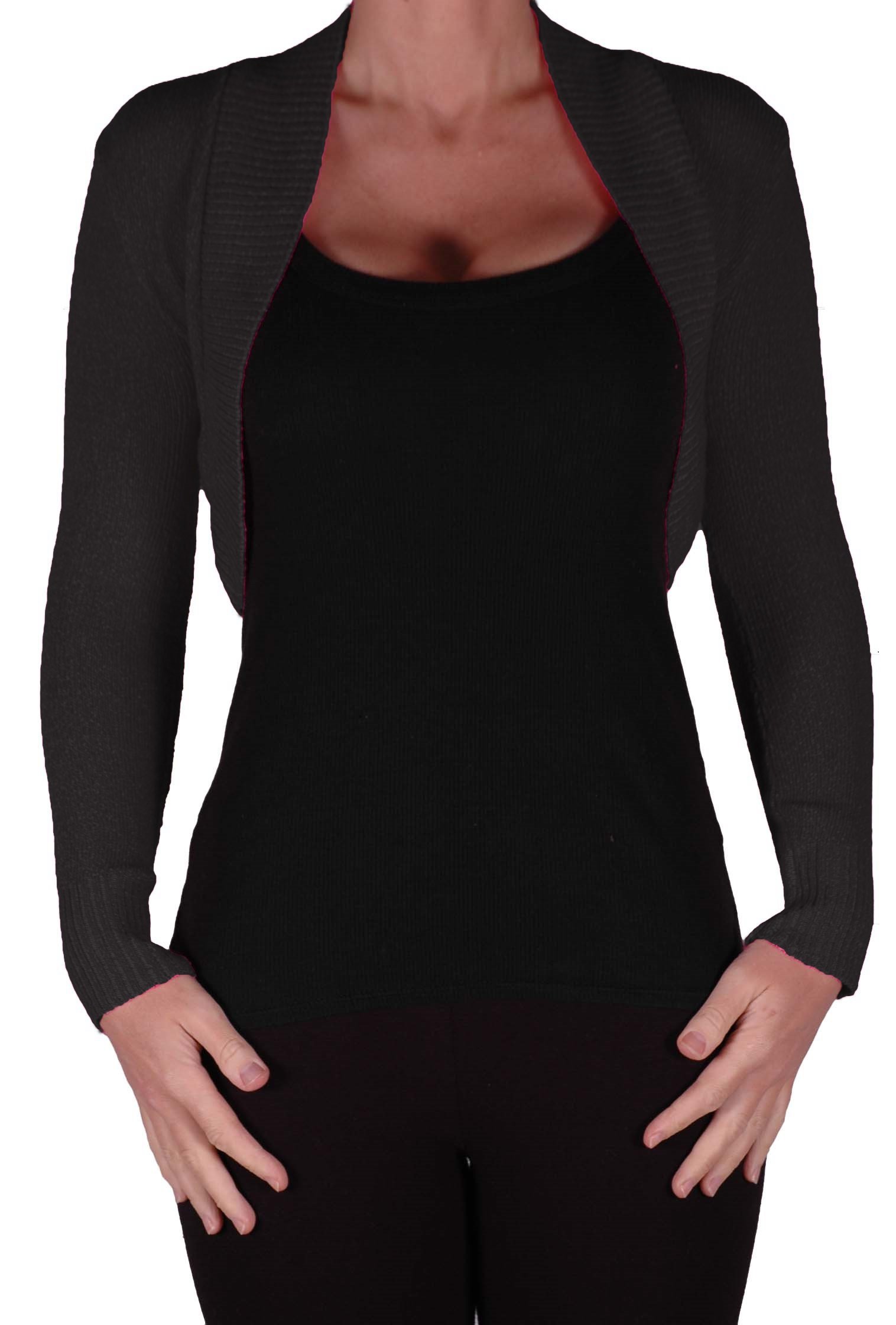 Eye Catch Women's Black Eyecatchknitwear - Lara Long Sleeve Knitted Bolero Shrug One Size