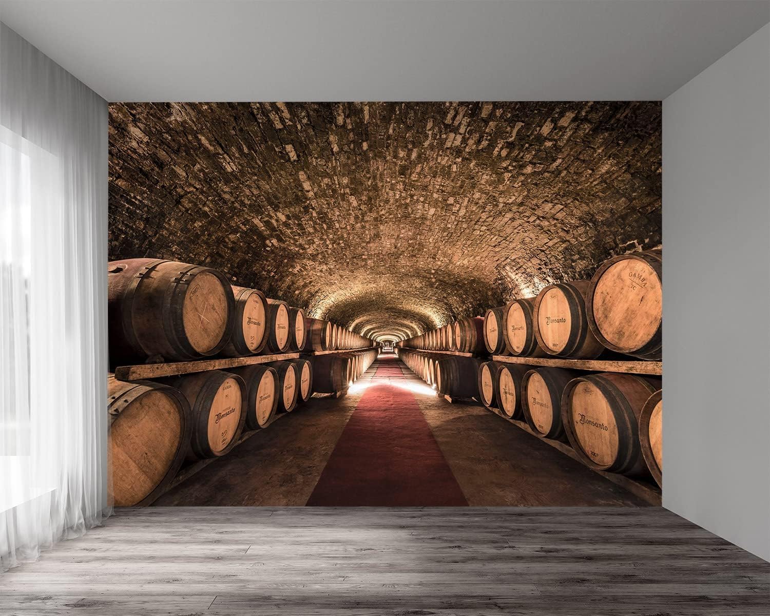 Papier peint panoramique cave à vin 3D trompe l'oeil intissé géant salon