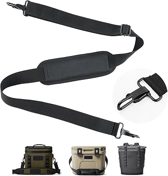 Shoulder Strap Compatible with Yeti Cooler, 61 Inch Adjustable Shoulder Nylon Strap with Metal Hooks,Comfort Shoulder Pad,Replacement Straps for CoolerBlack