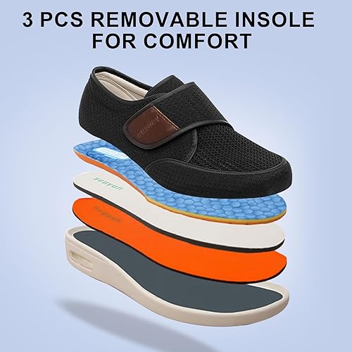 Miniatura 6 de MEJORMEN Zapatos para diabéticos con edema para hombre, ajustables, de ancho ancho, para caminar, ortopédicos, ligeros, cómodos, informales, para