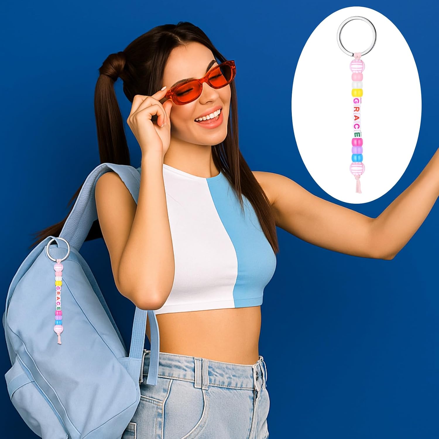 Landical 564 Pcs Volleyball Keychain Making Kit DIY Name Bead Craft Vivid image 4