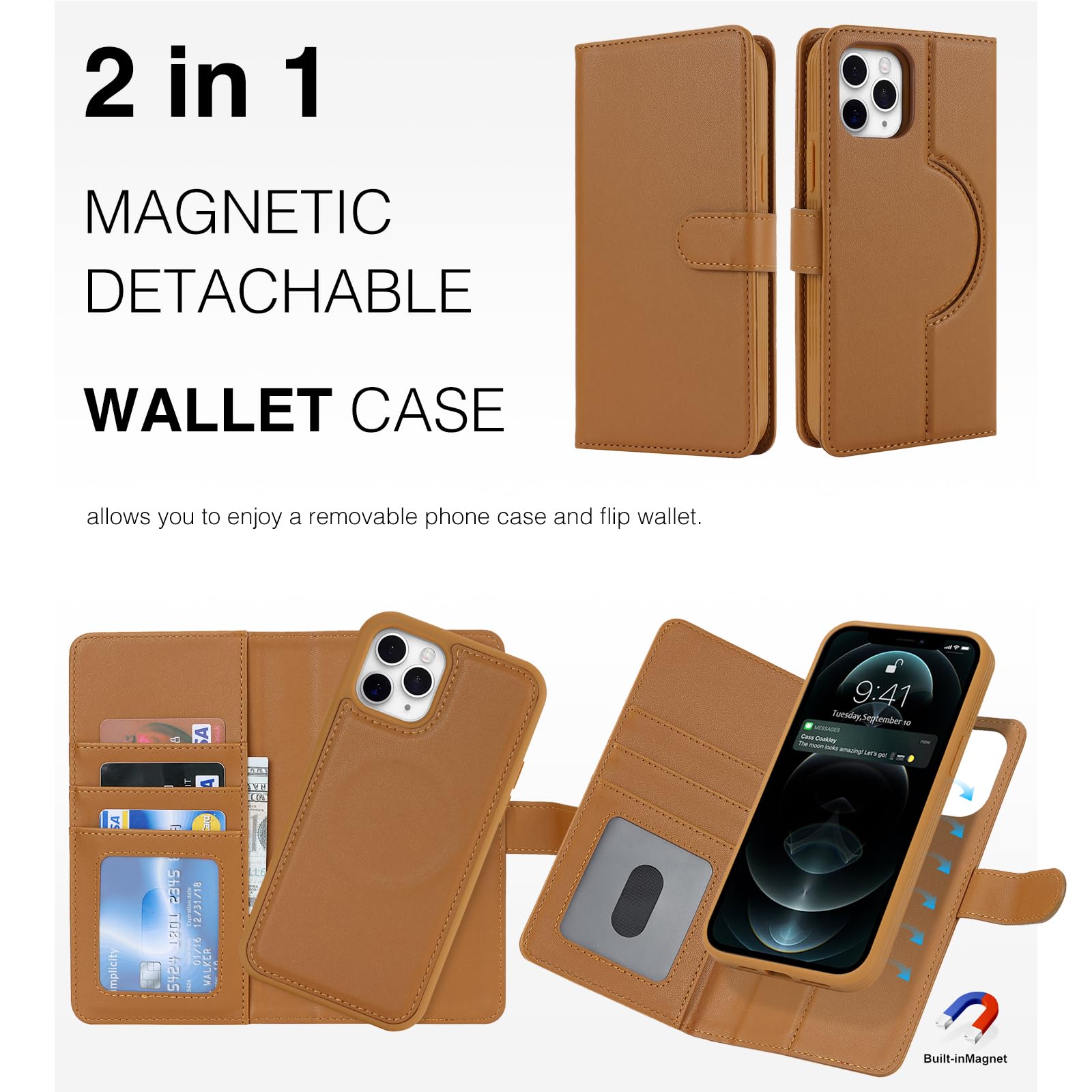 ELTEKER Cover per iPhone 11, Custodia a Libro in vera pelle