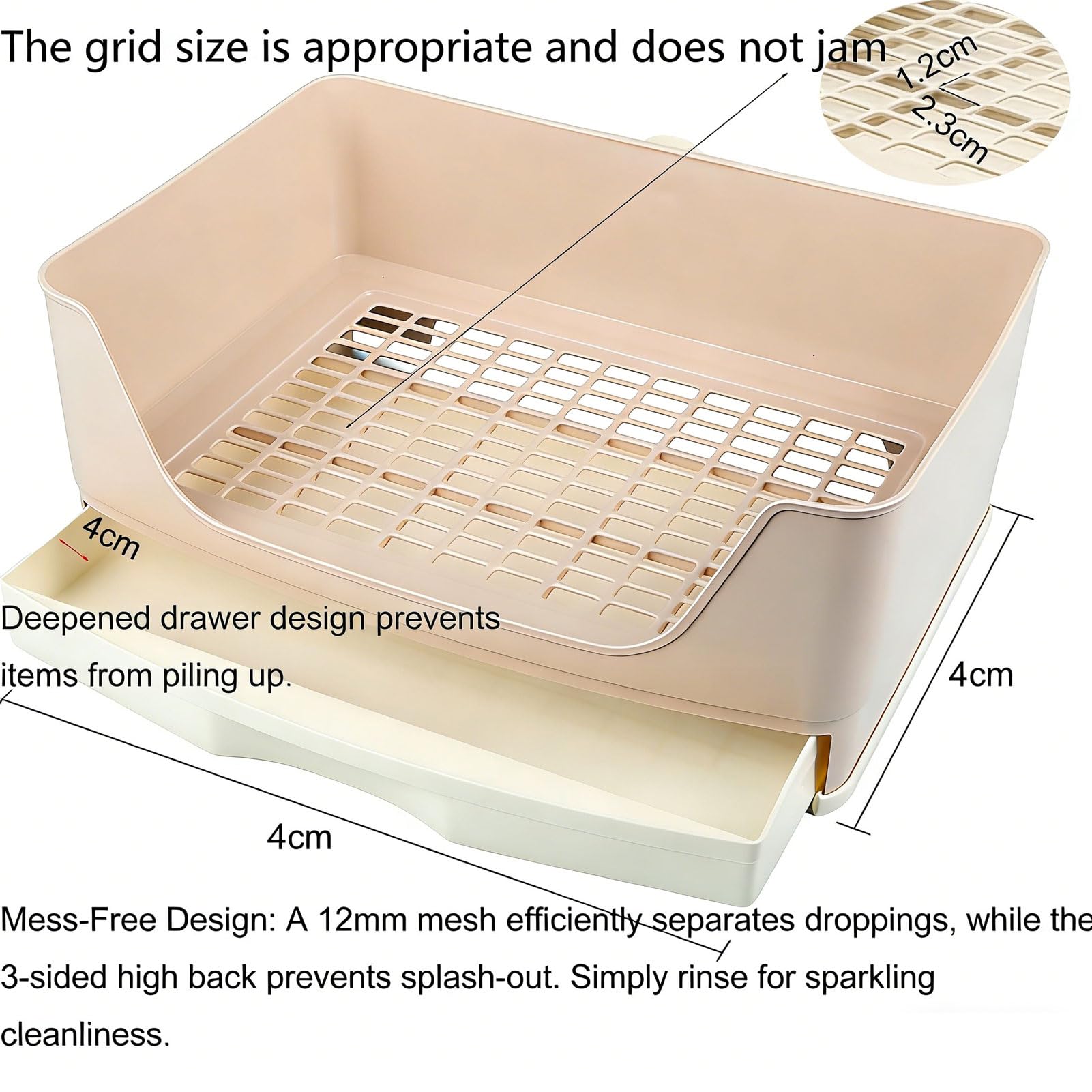 Rabbit Litter Box,Bunny Supplies,Large Pet Litter Pan Trainer with Drawer Corner for Rats Hamsters Ferret Bunny Guinea Pigs Chinchilla Small Animals,Rabbit Cage Accessories for Training Litter Pan - image 3