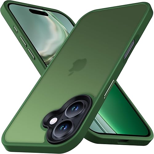 Anqrp Designed for iPhone 16 Translucent Matte Case with Aluminium Alloy Buttons