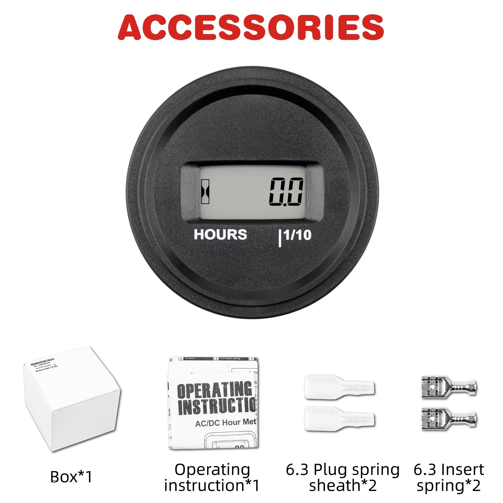 HM056AD Snap en el medidor de horas, temporización TOT, 5-277V AC/DC, IP68 a prueba de agua, utilizado para bombas internas y externas, motocicletas, generadores, cortadoras de césped, mod