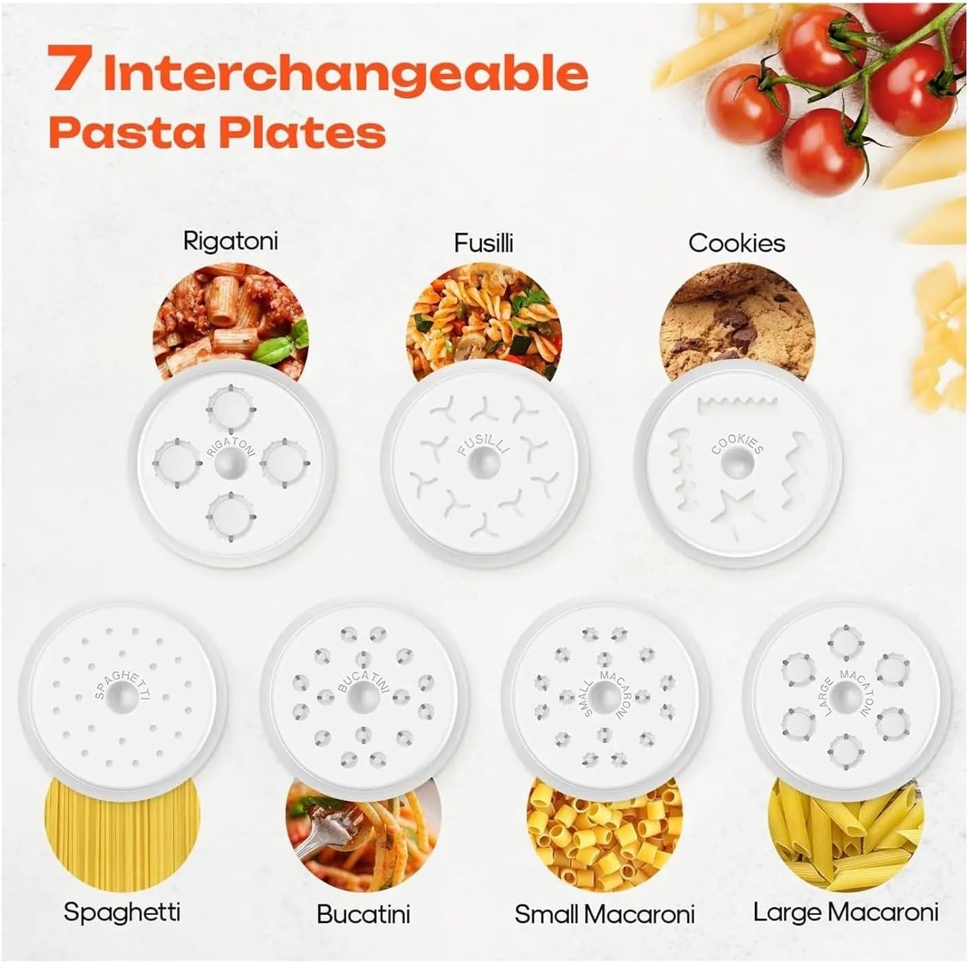 Gourmet Pasta Press Attachment Compatible For KitchenAid Stand Mixers, Pasta Press Maker With 7 Interchangeable Pasta