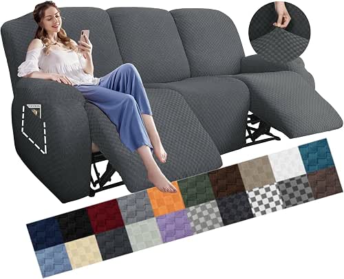 YEMYHOM 8 Pieces Stretch Recliner Sofa Cover Latest Jacquard Reclining