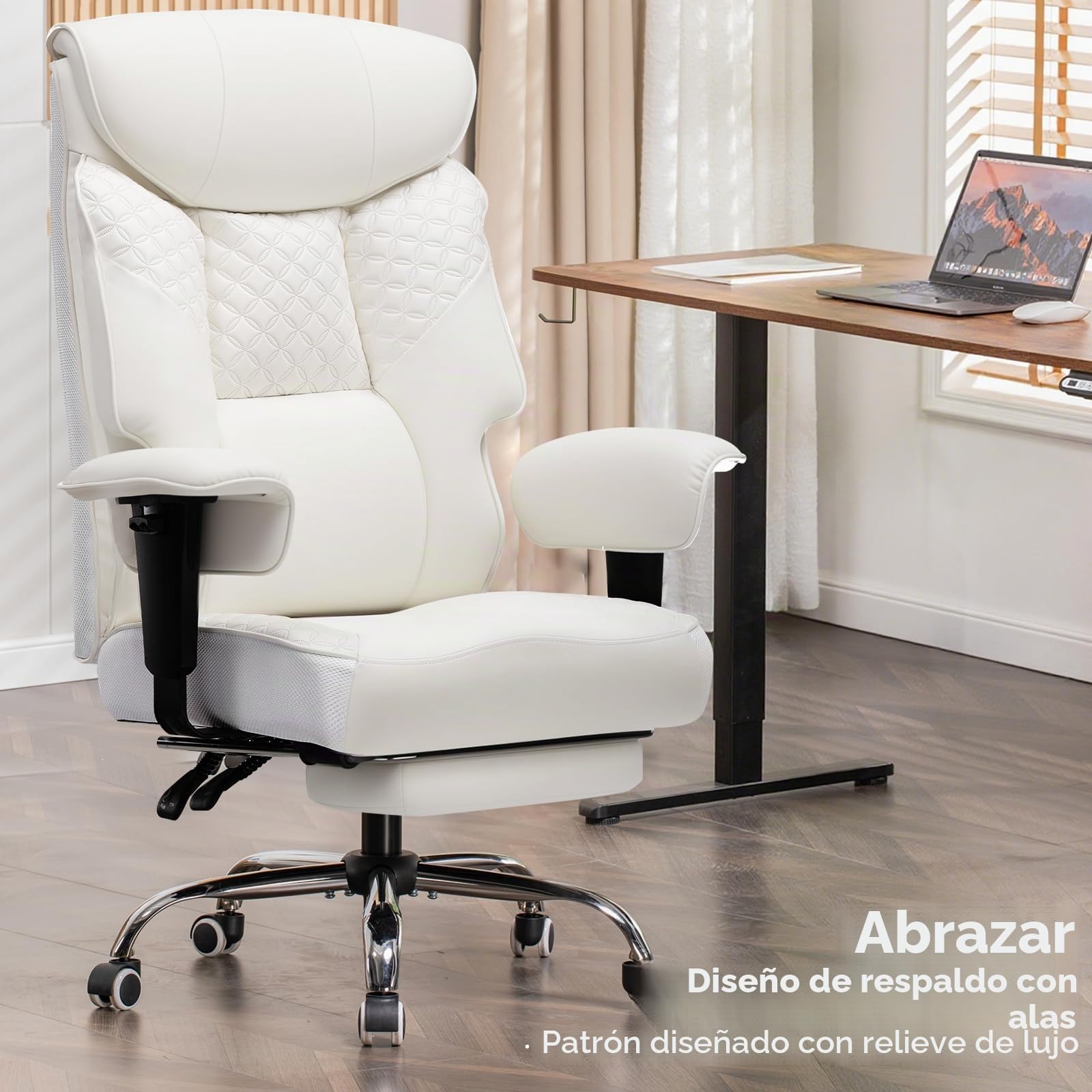 COMHOMA Silla de gaming para personas grandes y pesadas, silla ergonómica de oficina de hasta 180 kg, cojín de asiento 3D, ajustable con reposapiés, piel sintética, alta comodidad para oficina y