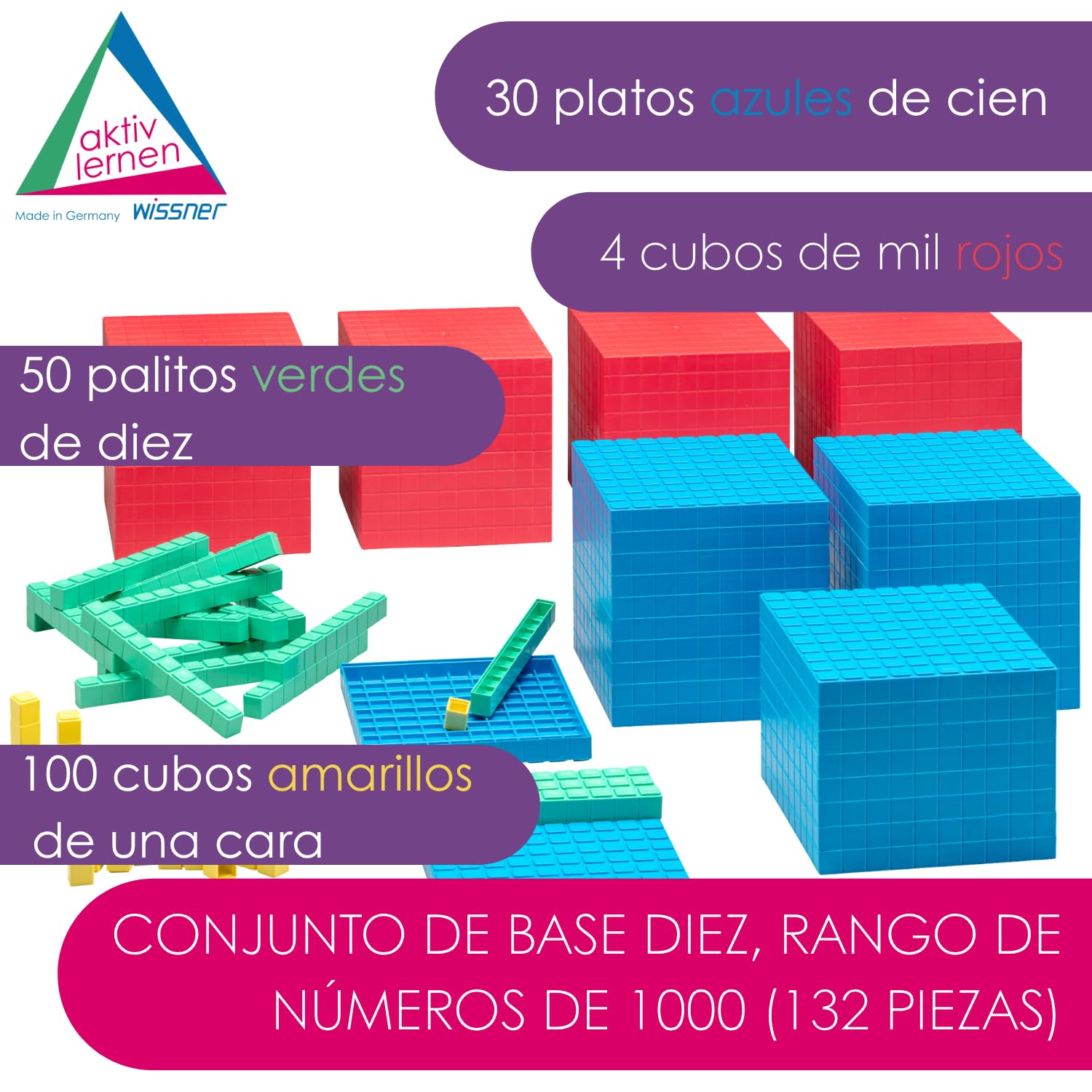 WISSNER® aktiv lernen - Dienes Teorema aritmético decimal (184 partes) - RE-Plastic®
