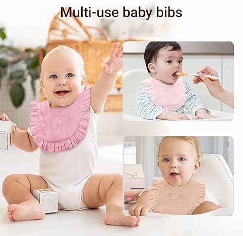 Miniatura 6 de Baberos de muselina para bebé, 6 baberos bandana para baba y dentición, algodón suave y absorbente para recién nacido